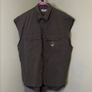 Men's Black Sleeveless Button Down Shirt